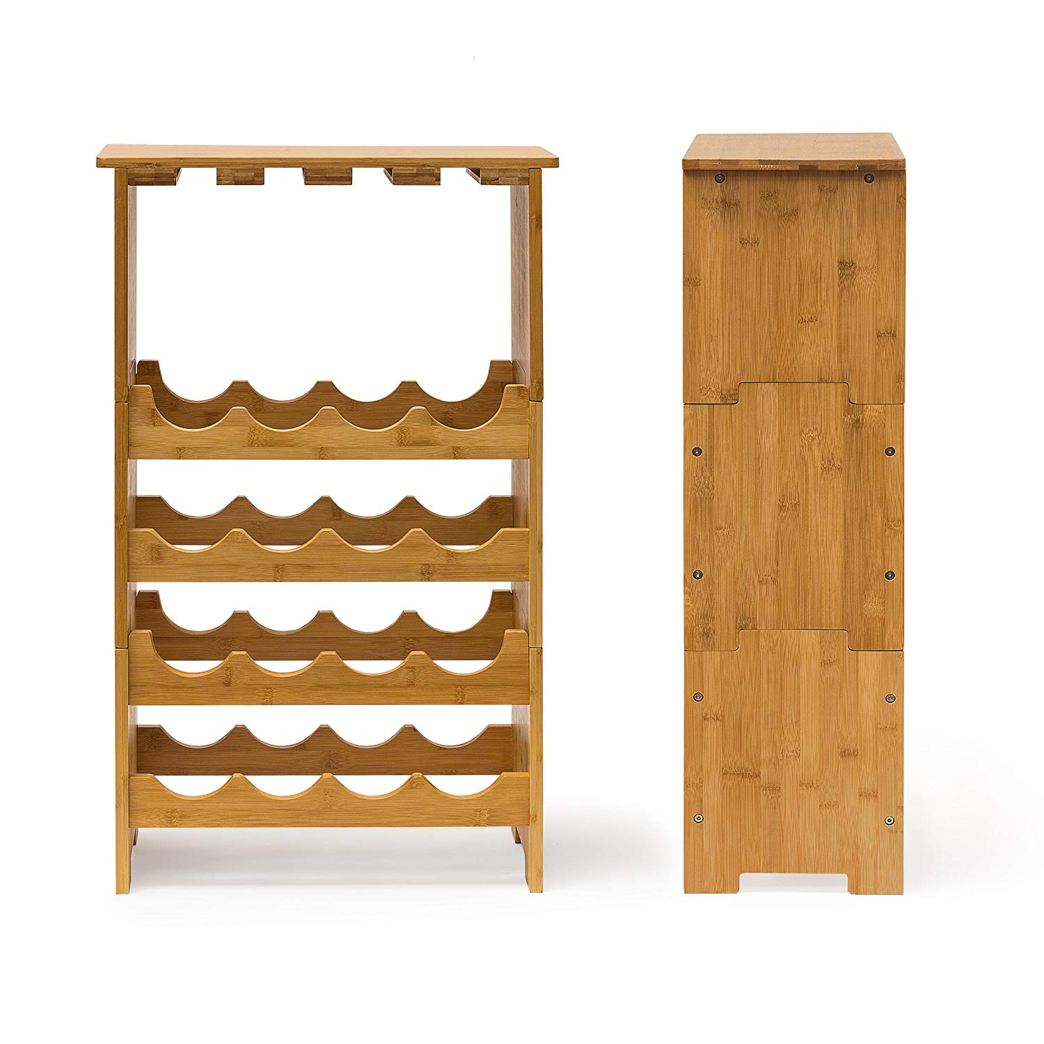 Vincasa Cube 50 Scaffale Portabottiglie Vino – Modulo 50x50x25 Cm, Abete Impilabile Ed Espandibile, Colore Tabacco